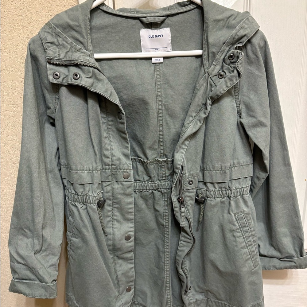 Old Navy Gray Utility Jacket Lightweight Cinched Waist